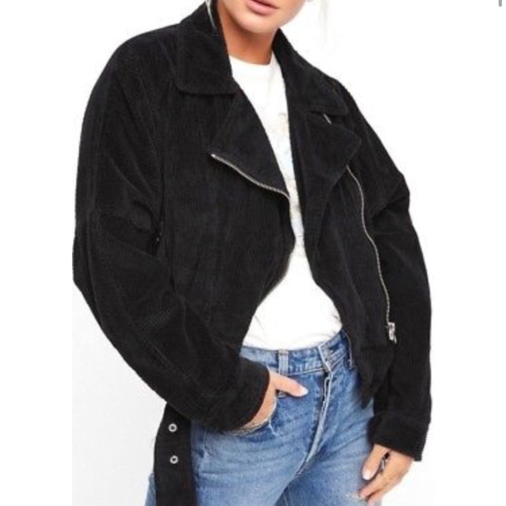 Free people black corduroy moto jacket